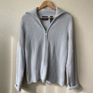Crazy horse gray knit zip jacket cardigan medium